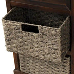 Meuble de rangement 2 tiroirs en bois avec 4 paniers en rotin, 28 po