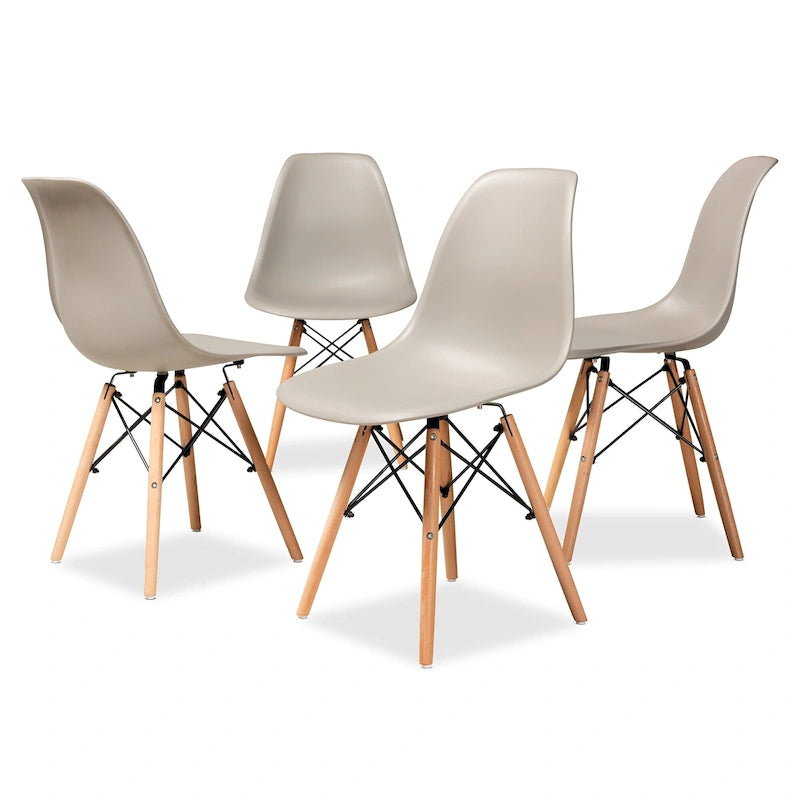 Chaise de salle à manger moderne contemporaine en plastique et bois