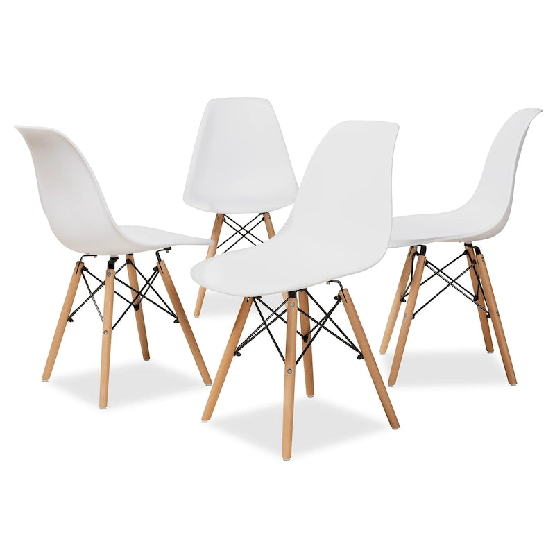 Chaise de salle à manger moderne contemporaine en plastique et bois