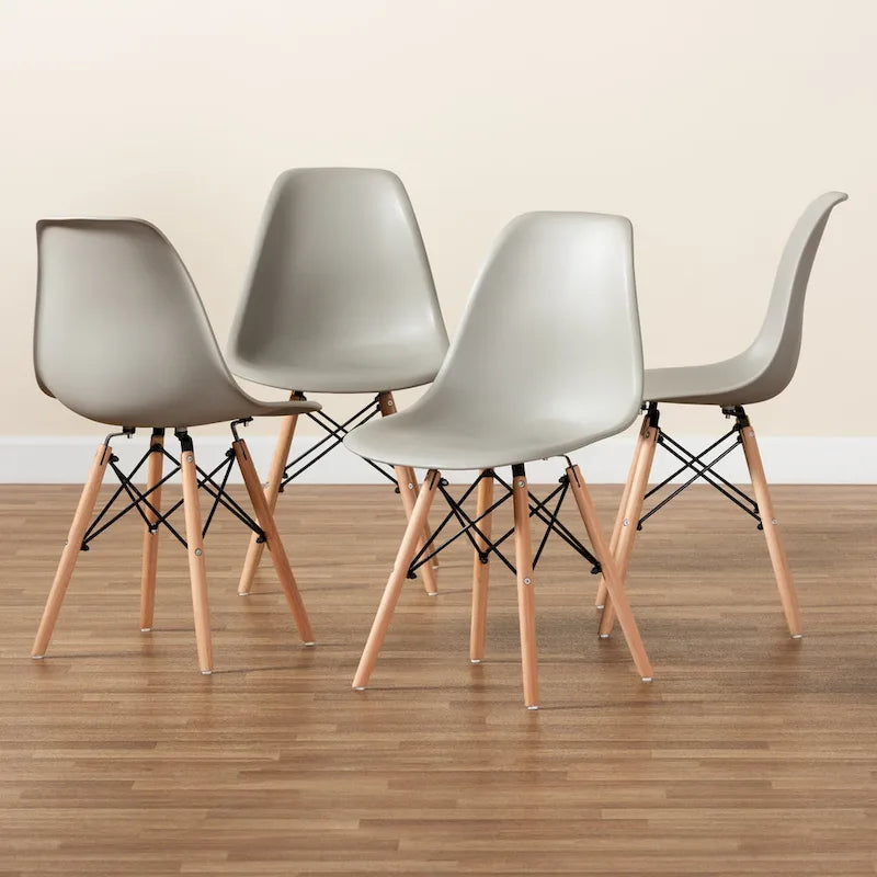 Chaise de salle à manger moderne contemporaine en plastique et bois