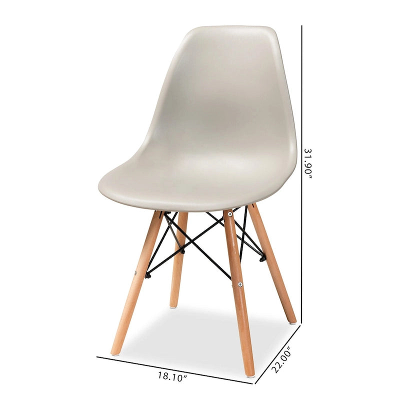 Chaise de salle à manger moderne contemporaine en plastique et bois