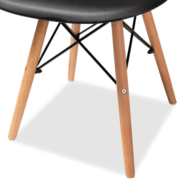 Chaise de salle à manger moderne contemporaine en plastique et bois