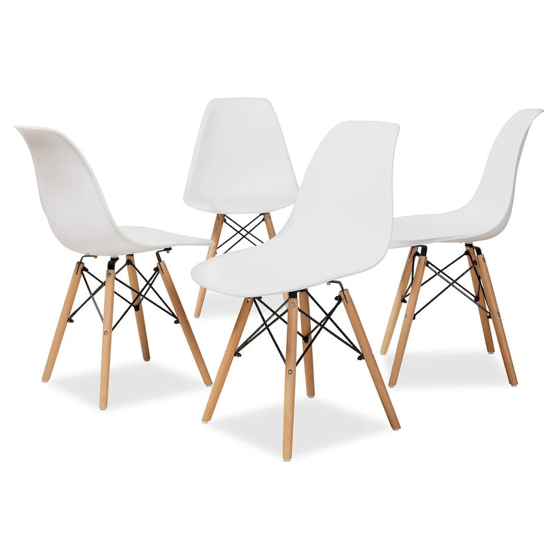 Chaise de salle à manger moderne contemporaine en plastique et bois