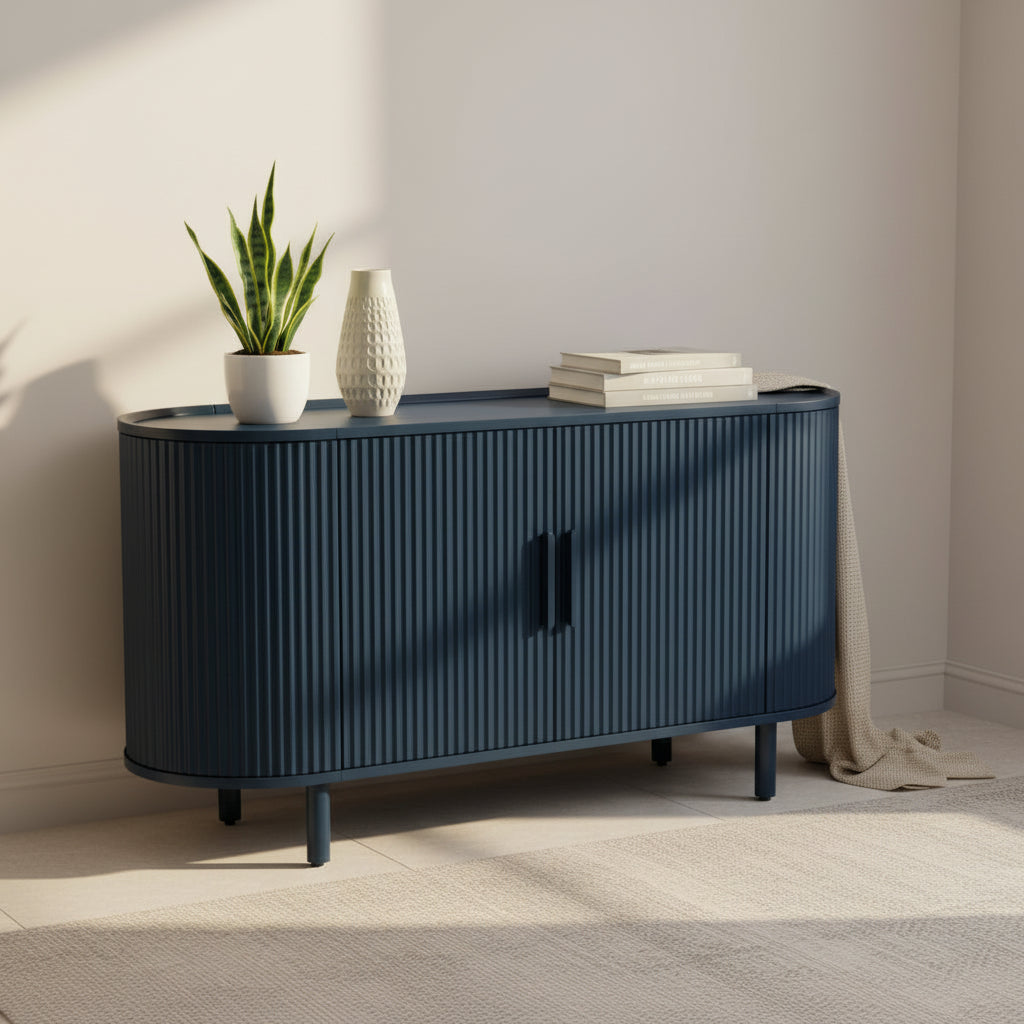 Curved Design Light Luxury Sideboard with Adjustable Shelves