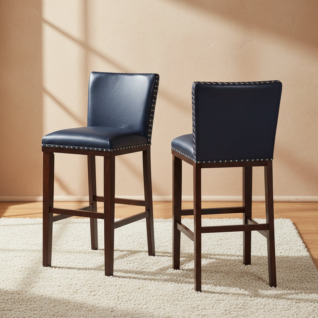 Toledo Wood and Faux Leather Bar Stools (Set of 2) by Greyson Living