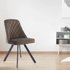 Chaise de salle à manger capitonnée en tissu à losanges, style moderne du milieu du siècle