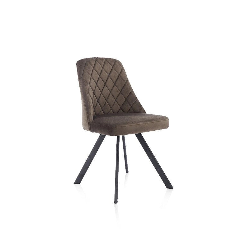 Chaise de salle à manger capitonnée en tissu à losanges, style moderne du milieu du siècle