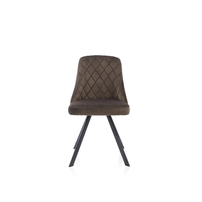 Chaise de salle à manger capitonnée en tissu à losanges, style moderne du milieu du siècle