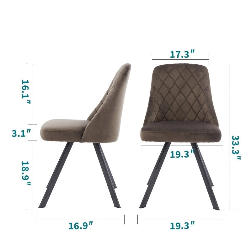Chaise de salle à manger capitonnée en tissu à losanges, style moderne du milieu du siècle
