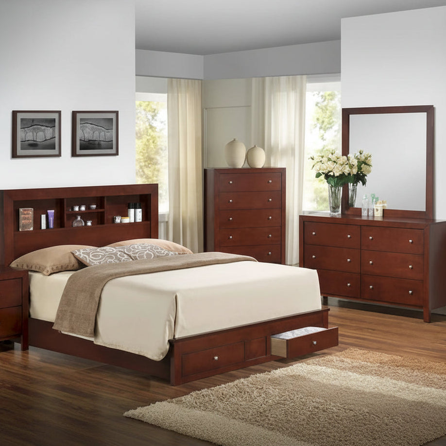 Burlington Queen Storage Platform Bed with Storage Drawers and Storage Shelves