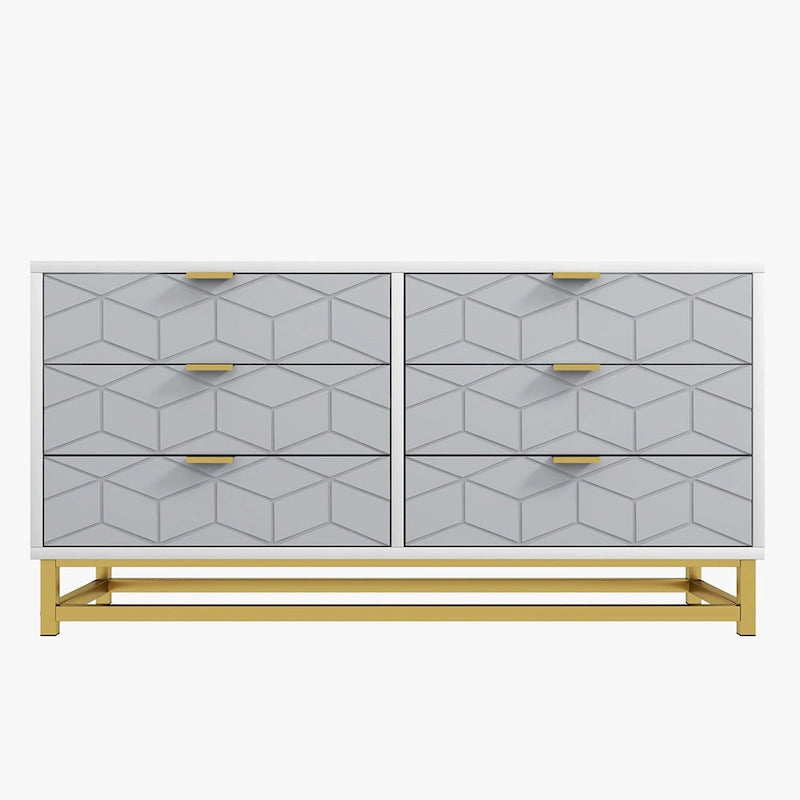 Commode 6 tiroirs, avec pieds en métal