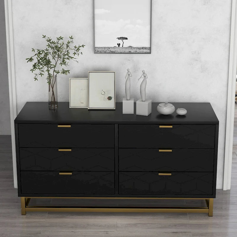 Commode 6 tiroirs, avec pieds en métal