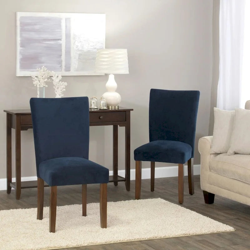 Chaise de salle à manger Parsons en velours bleu marine classique