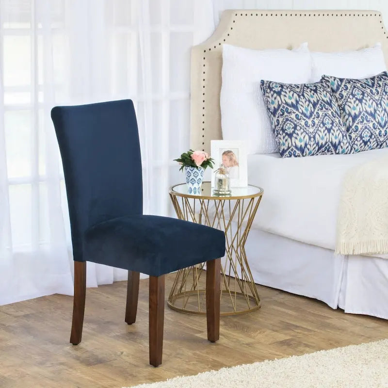 Chaise de salle à manger Parsons en velours bleu marine classique
