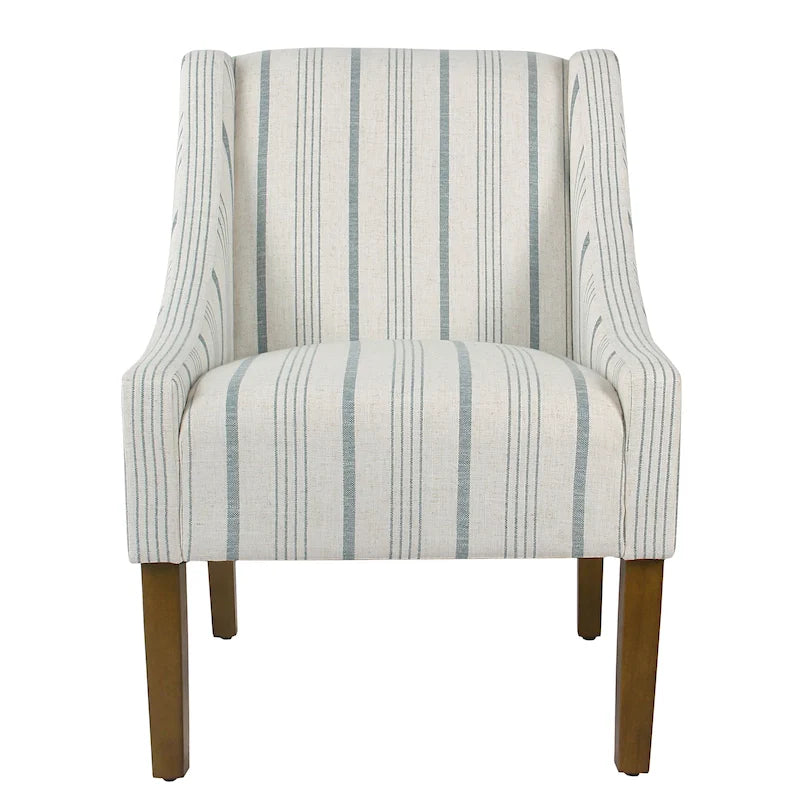 Fauteuil moderne Swoop avec rayures Calypso bleues