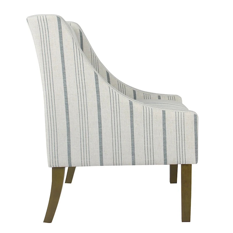 Fauteuil moderne Swoop avec rayures Calypso bleues
