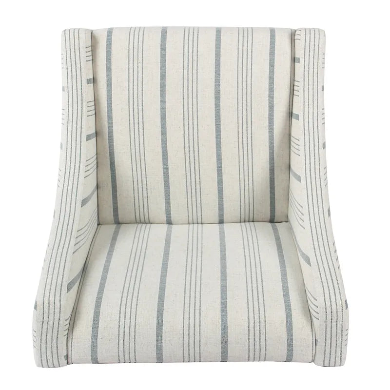 Fauteuil moderne Swoop avec rayures Calypso bleues