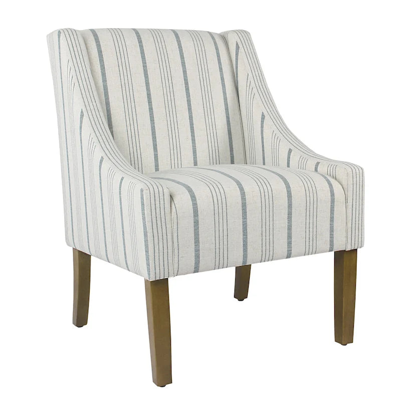 Fauteuil moderne Swoop avec rayures Calypso bleues