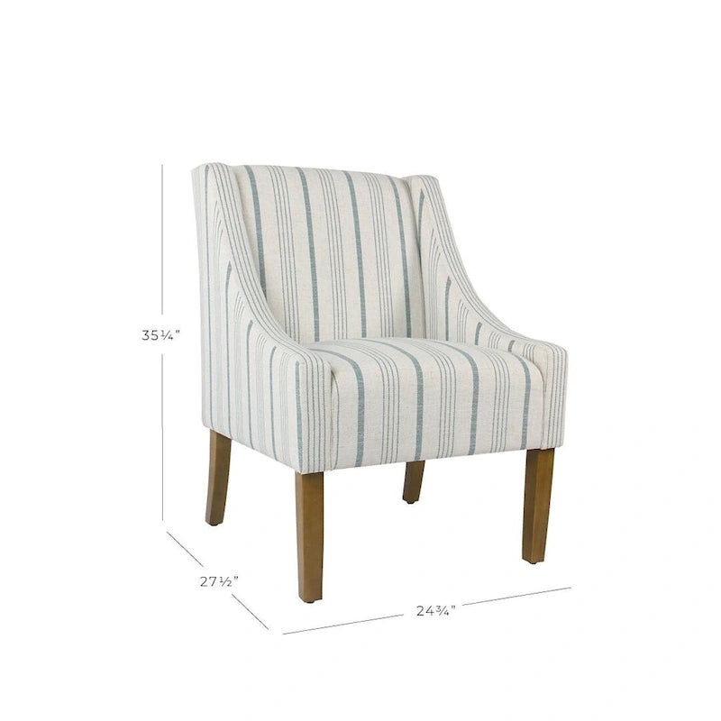Fauteuil moderne Swoop avec rayures Calypso bleues