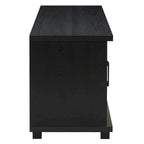 Meuble TV extra large noir avec rangement à porte vitrée pour téléviseurs jusqu'à 95 pouces