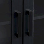 Meuble TV extra large noir avec rangement à porte vitrée pour téléviseurs jusqu'à 95 pouces