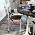 Table à manger en bois d'hévéa blanc antique style ferme