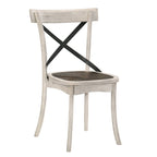Table à manger en bois d'hévéa blanc antique style ferme