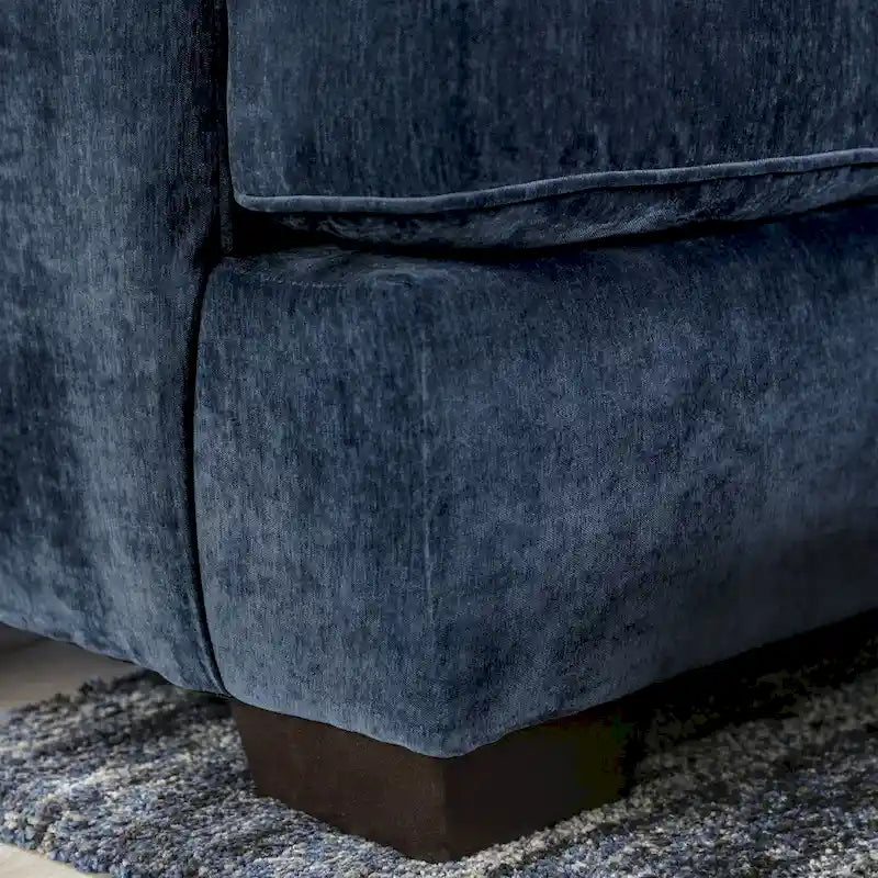 Sectionnel contemporain en chenille bleu marine