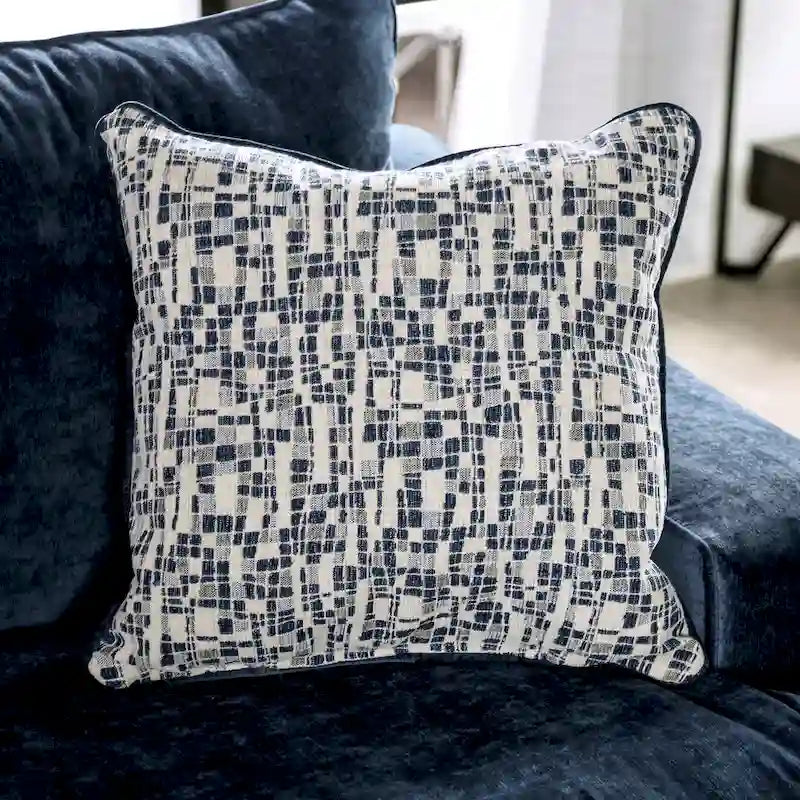 Sectionnel contemporain en chenille bleu marine