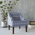 Fauteuil d'appoint avec motif treillis bleu