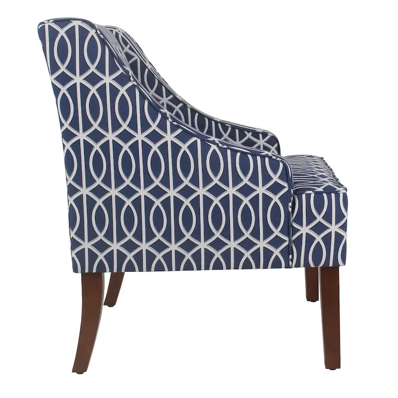 Fauteuil d'appoint avec motif treillis bleu