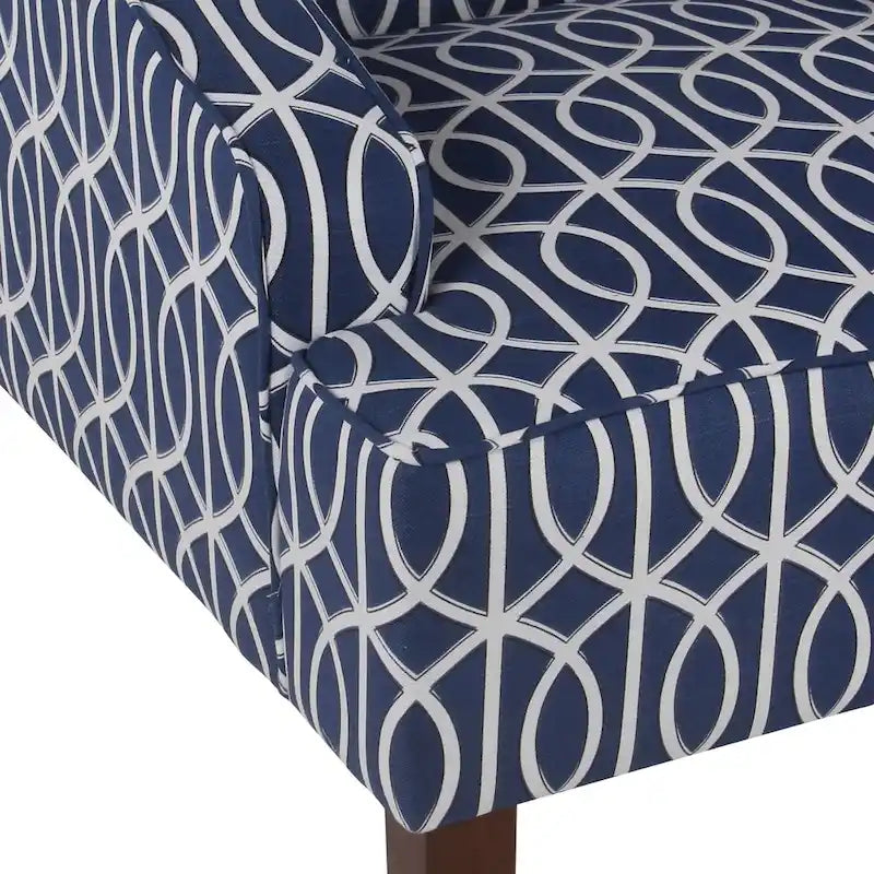 Fauteuil d'appoint avec motif treillis bleu