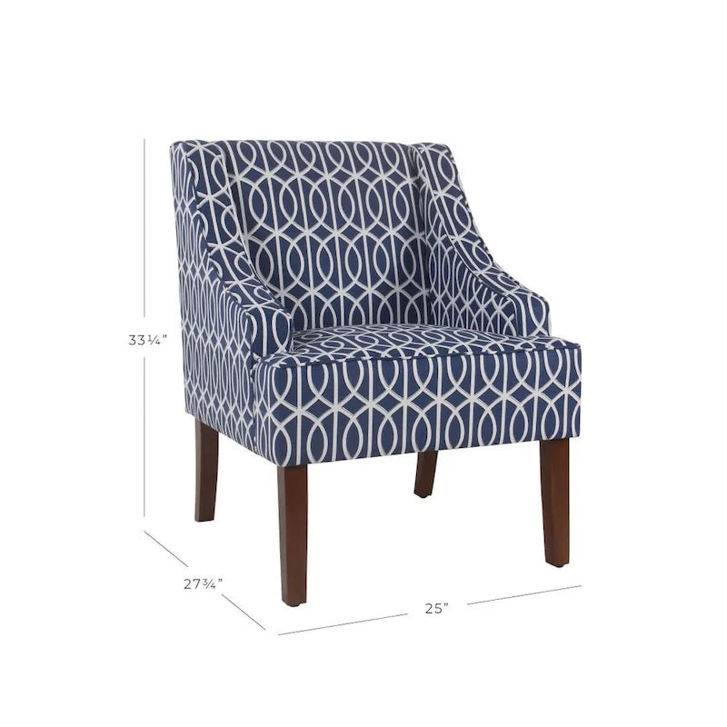 Fauteuil d'appoint avec motif treillis bleu