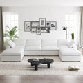 Canapé d'angle rembourré en duvet en forme de U de 160 cm, 4 places avec 2 poufs