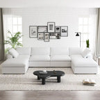 Canapé d'angle rembourré en duvet en forme de U de 160 cm, 4 places avec 2 poufs