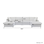 Canapé d'angle rembourré en duvet en forme de U de 160 cm, 4 places avec 2 poufs
