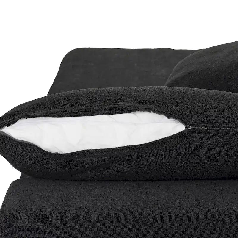 Canapé d'angle rembourré en duvet en forme de U de 160 cm, 4 places avec 2 poufs