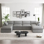 Canapé d'angle rembourré en duvet en forme de U de 160 cm, 4 places avec 2 poufs