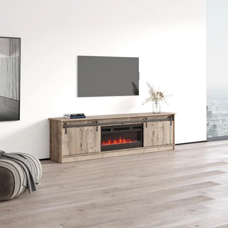 Meuble TV avec cheminée moderne