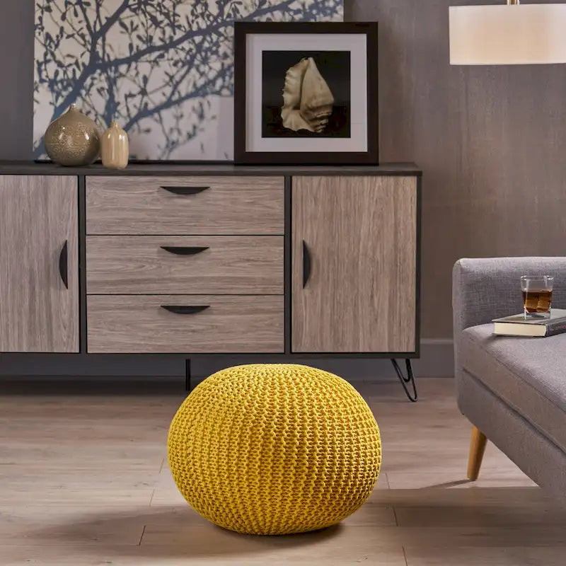 Pouf en coton tricoté