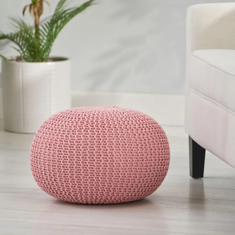 Pouf en coton tricoté