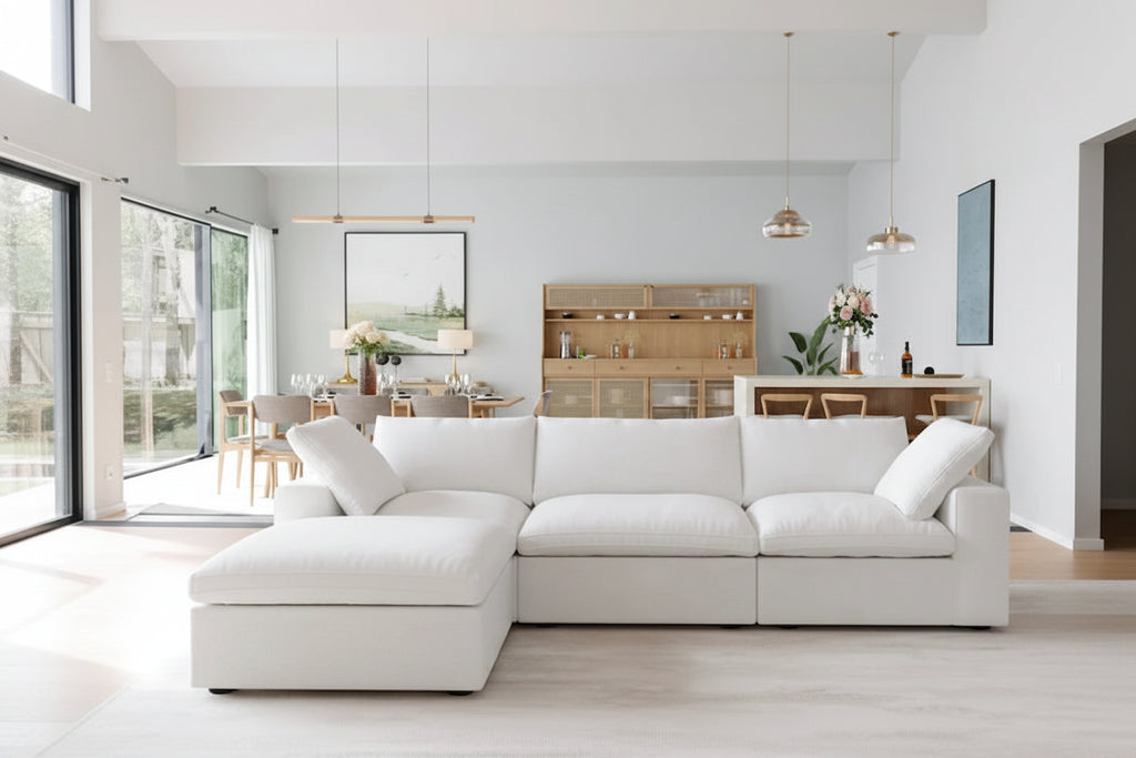 L-shape Linen Upholstered Sectional Sofa Couch