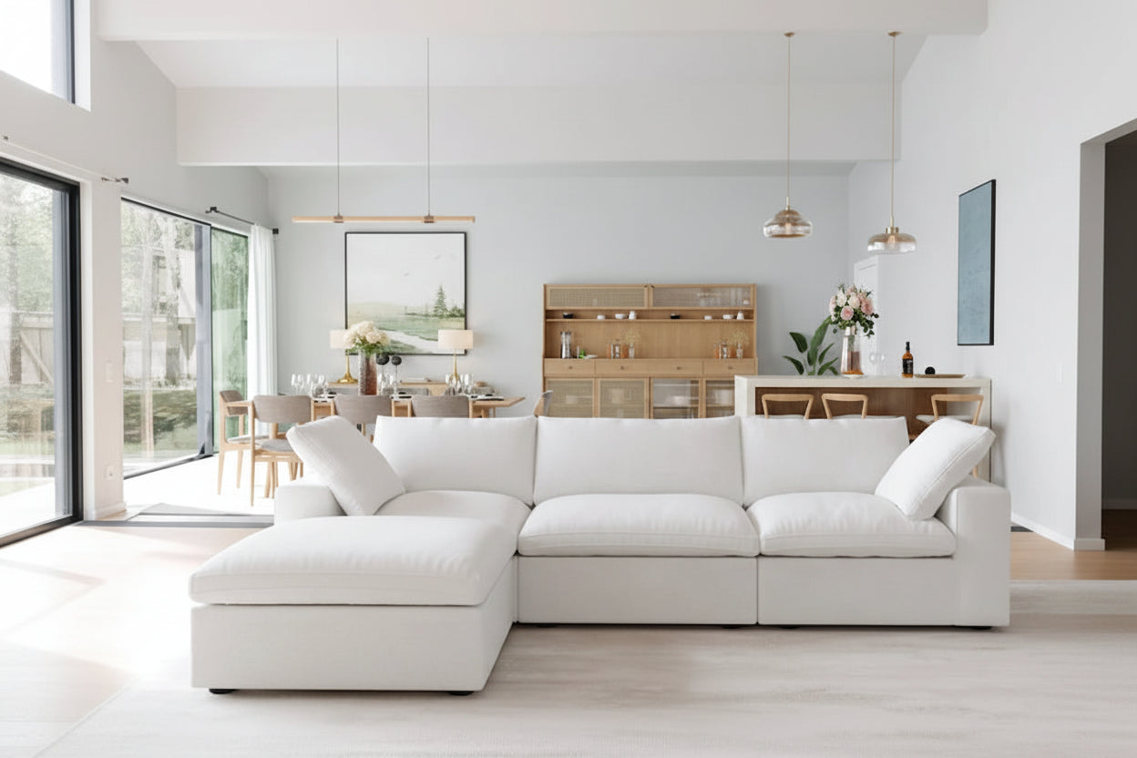 L-shape Linen Upholstered Sectional Sofa Couch