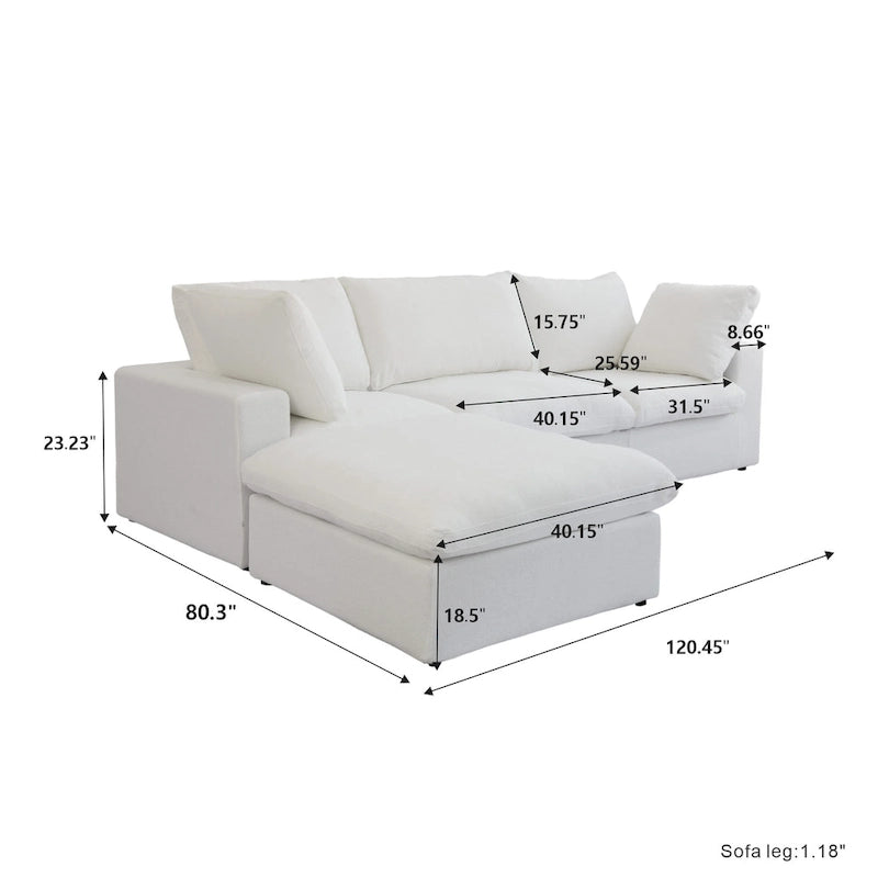 Canapé d'angle modulable en lin en forme de L