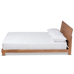 Lit plateforme en bois noyer brun contemporain moderne