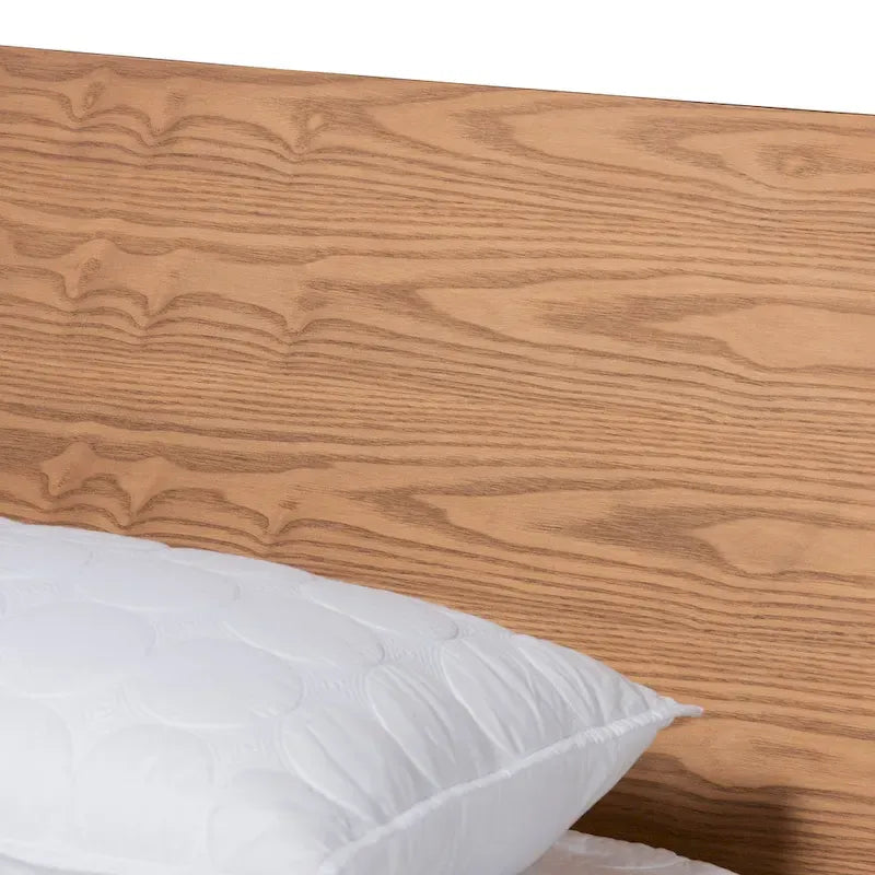 Lit plateforme en bois noyer brun contemporain moderne