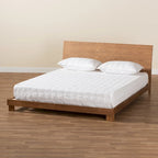 Lit plateforme en bois noyer brun contemporain moderne