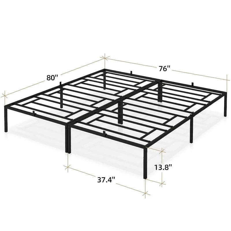 Cadre de lit en métal 14 pouces avec plateforme de rangement, pas besoin de sommier tapissier, supporte jusqu'à 227 kg