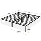 Cadre de lit en métal 14 pouces avec plateforme de rangement, pas besoin de sommier tapissier, supporte jusqu'à 227 kg