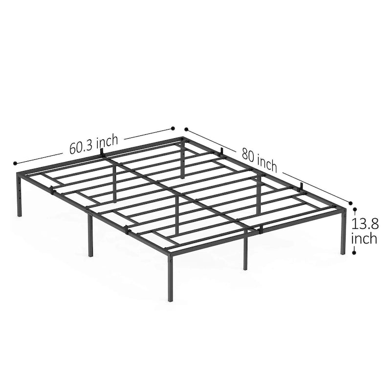 Cadre de lit en métal 14 pouces avec plateforme de rangement, pas besoin de sommier tapissier, supporte jusqu'à 227 kg